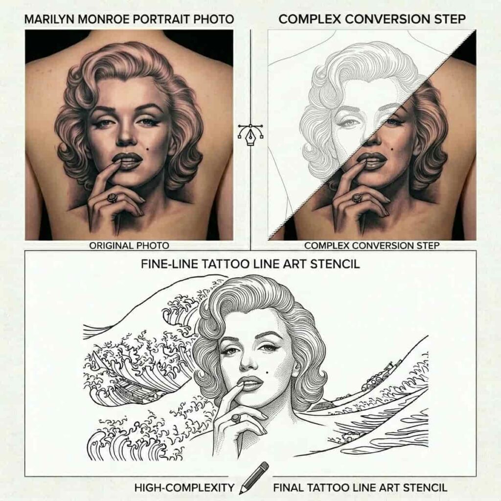 photo to line art for tattoos